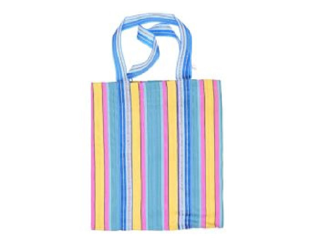Bright Striped Recycled Plastic Shopping Tote