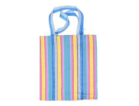Bright Striped Recycled Plastic Shopping Tote