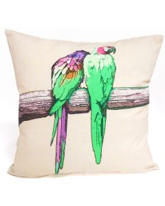 Two green budgies cushion