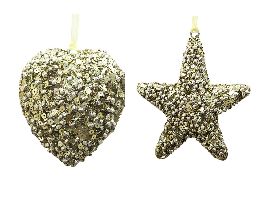 Beaded Heart & Star Hanging Set