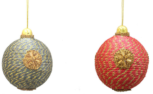 Set of 2 Hand-beaded Christmas Baubles