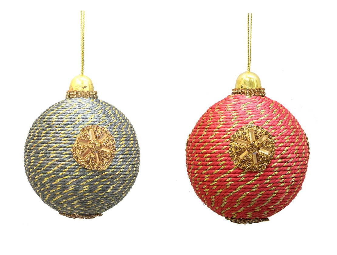 Set of 2 Hand-beaded Christmas Baubles