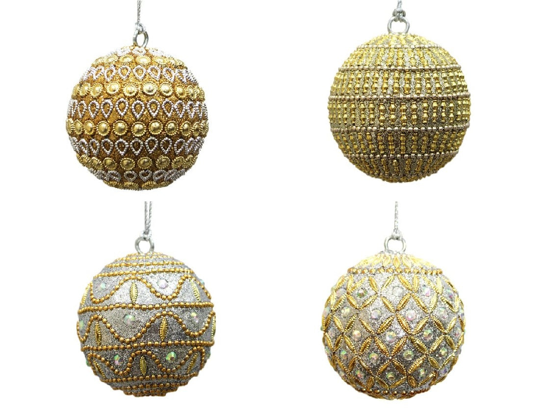 Set of 4 Elegant Beaded Baubles