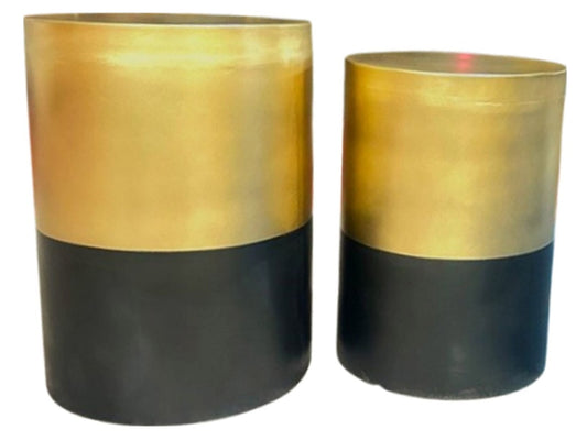 Set of 2 Black & Gold Brass Tables