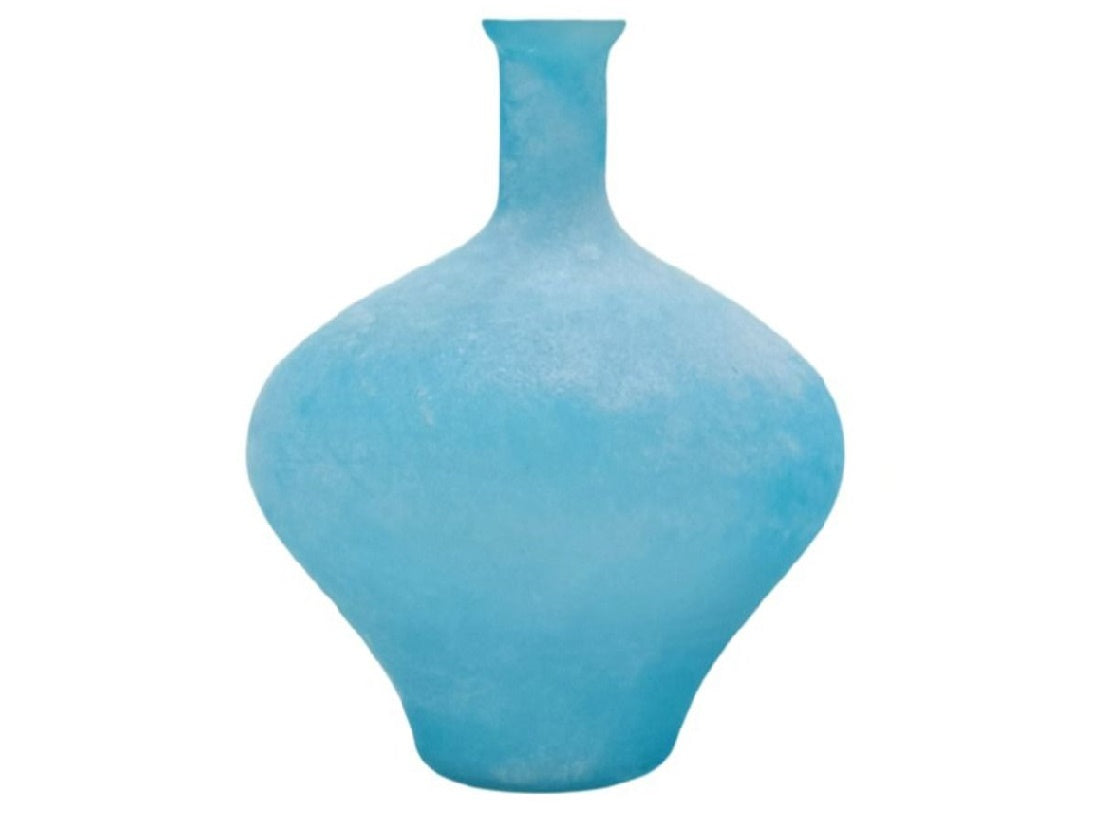 Frosted Matte Glass Vase in Sky Blue