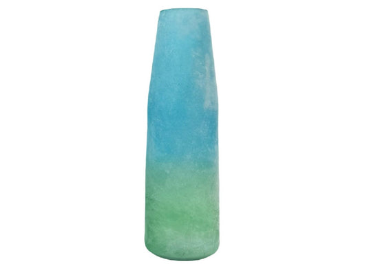 Green & Blue Tall Frosted Ombre Vase