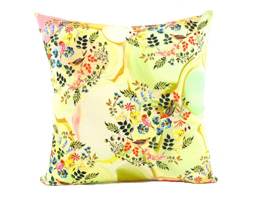 Yellow floral cushion