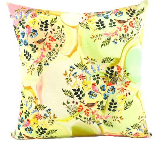 Yellow floral cushion