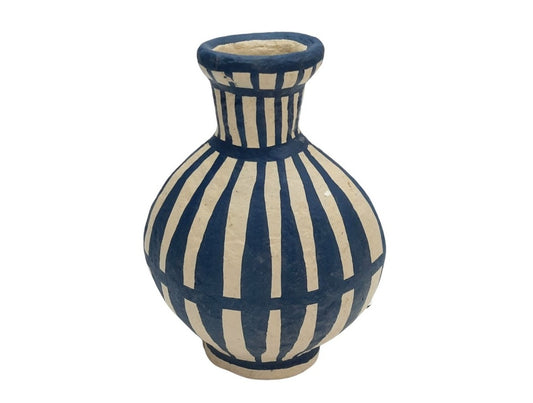 Blue papier mache vase