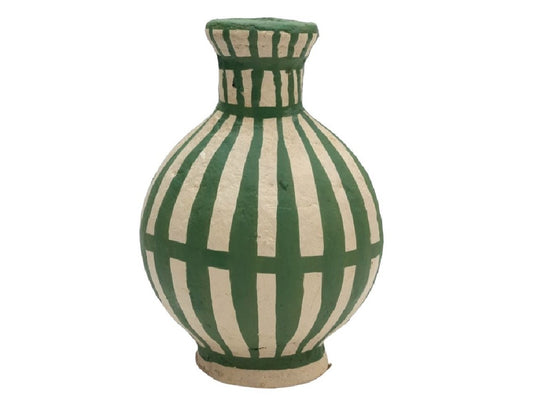 Green paper mache vase