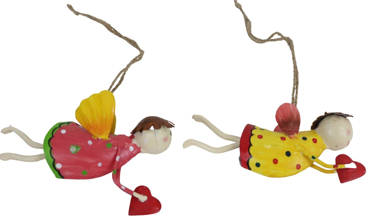 Set of 2 Flying Angels with Heart Hangings - Sale!