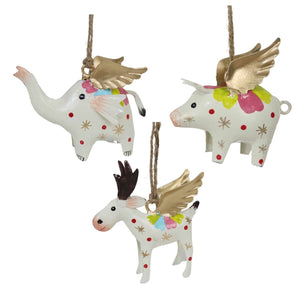 S/3 Hanging elephant deer and pig