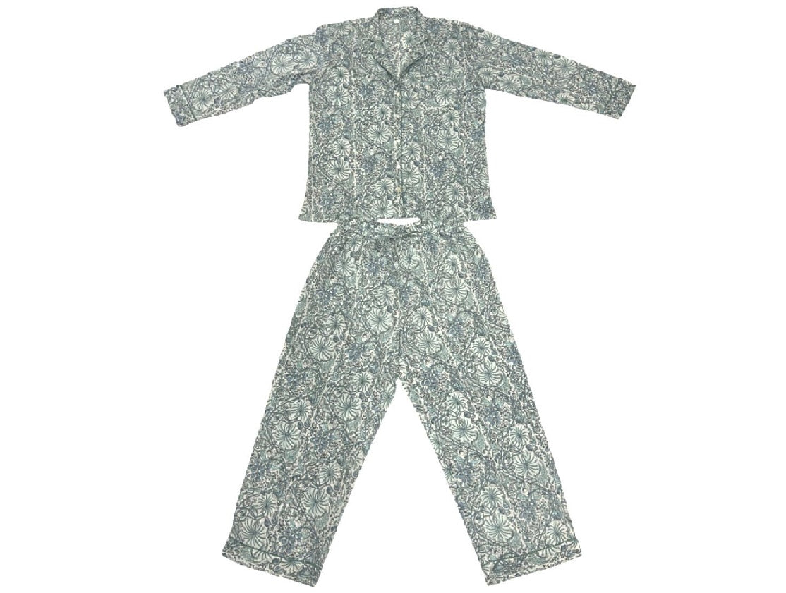Quality Cotton Pyjamas in  Blue & White Printed Pattern