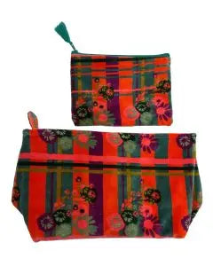 Set of 2 Eclectic Retro Velvet Pouches