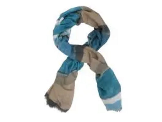Viscose Blue and Grey Stripe Scarf