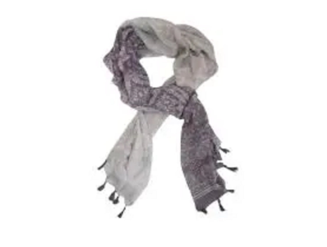 Viscose Grey and Aubergine Scarf