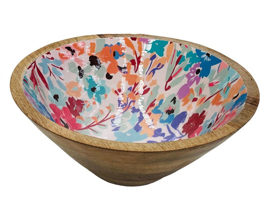 Wooden bowl with floral design