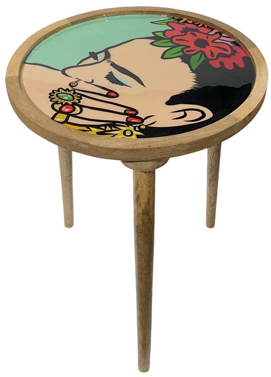 Wooden Table with Frida Design