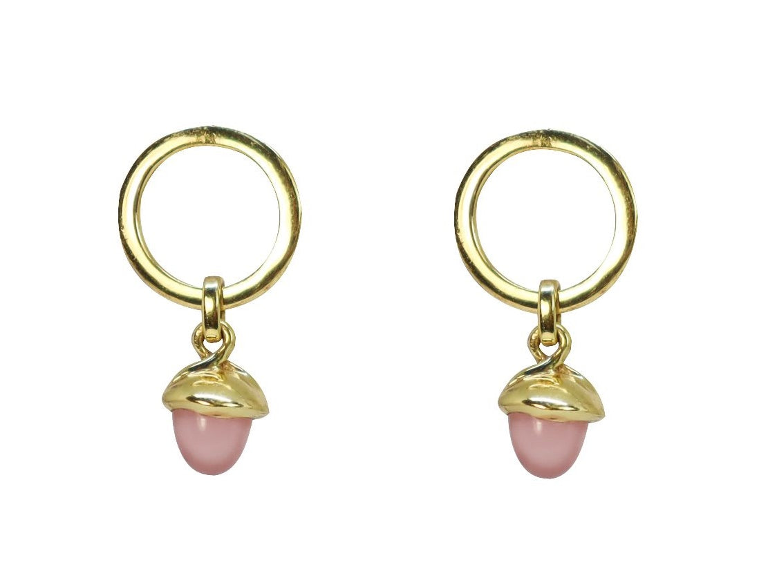 Rose chalcedony earring with gold plating