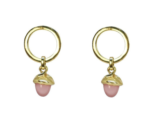 Rose chalcedony earring with gold plating