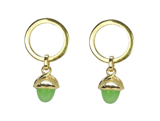 Lime chalcedony earring with gold plating