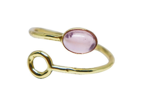 Rose chalcedony ring with gold plating
