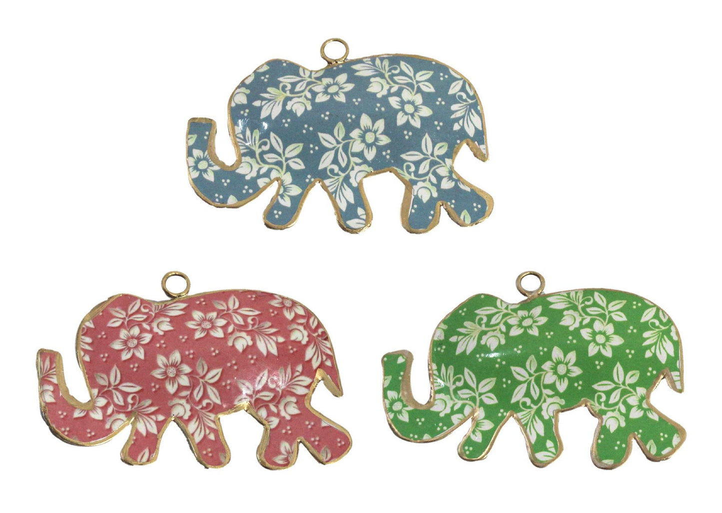 Set of 3 Elephants with Floral Design