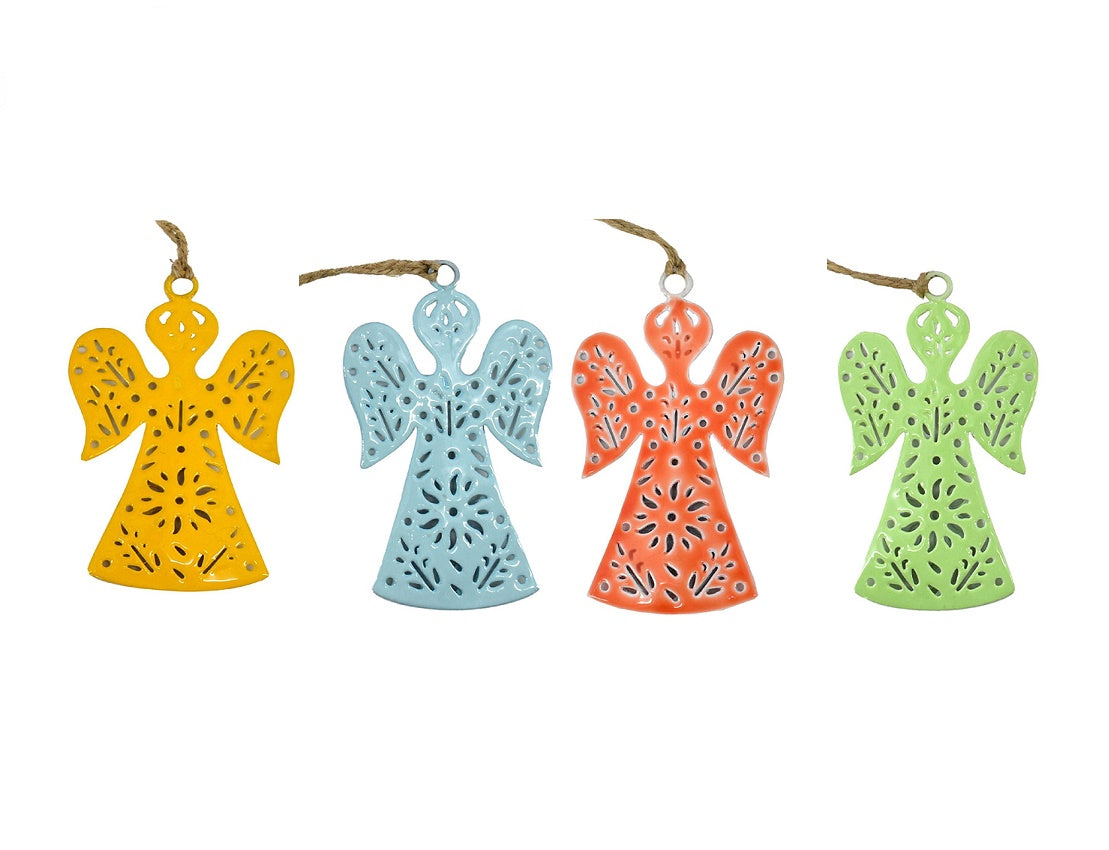 Set of 4 Handcrafted Metal Cutout Angel Hangings - SALE!