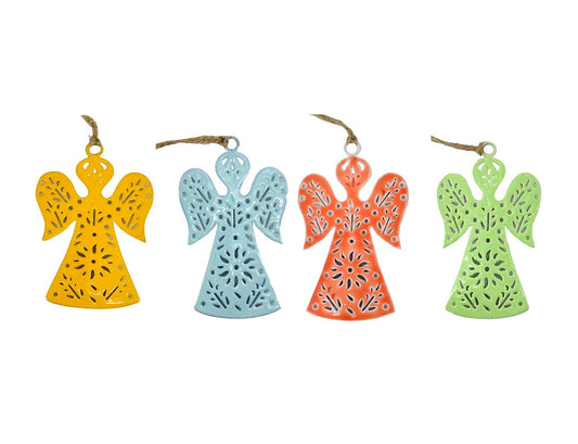Set of 4 Handcrafted Metal Cutout Angel Hangings - SALE!