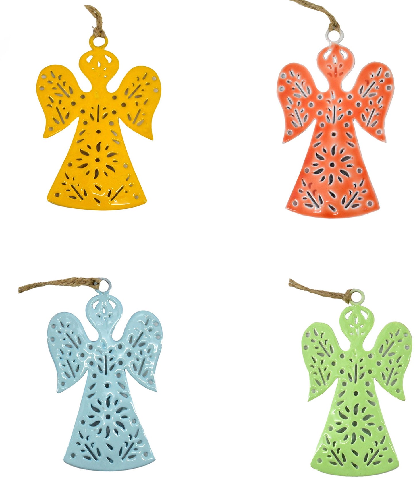 Set of 4 Handcrafted Metal Cutout Angel Hangings - SALE!