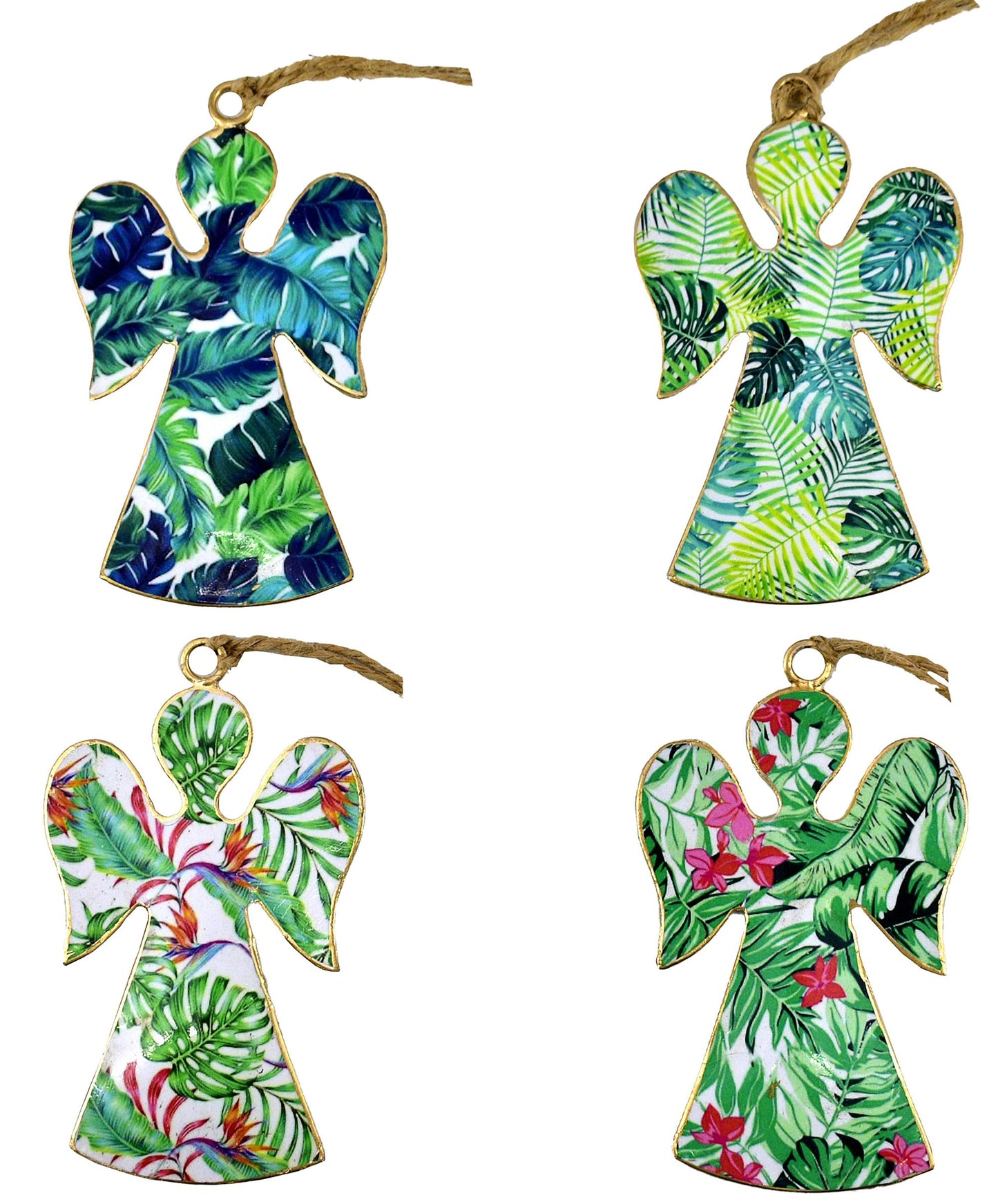 Set of 4 Angels with Palm Design