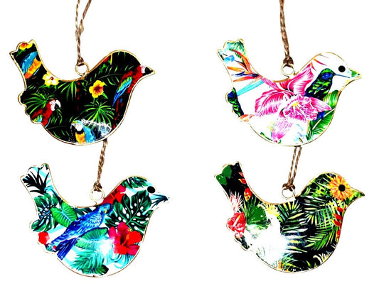 Set of 4 Birds with Tropical Bird Design