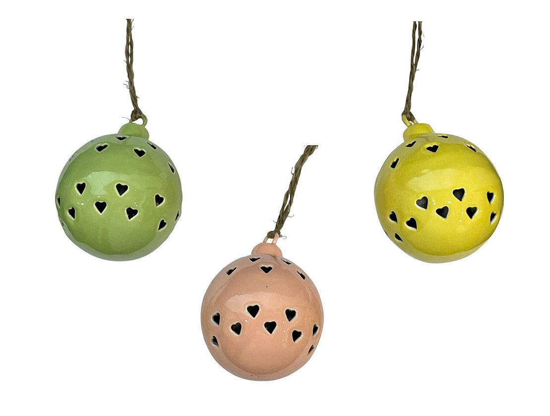 S/3 6cm balls with cutout pink/green/yellow