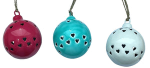 S/3 6cm balls with cutout dark pink/ white/Turquoise