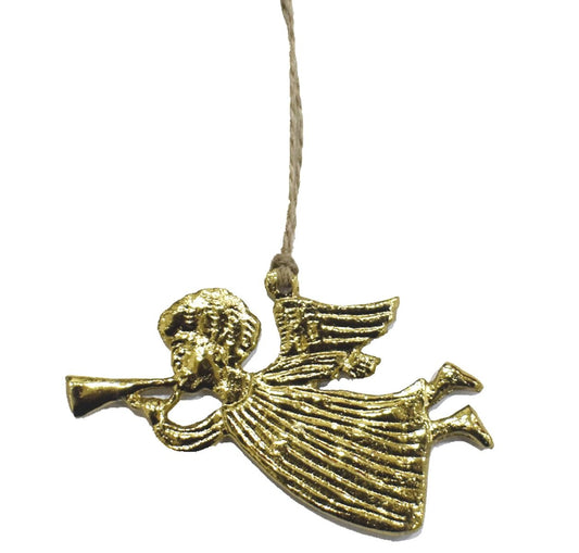 Brass Angel with Horn Hanging Ornament - Sale