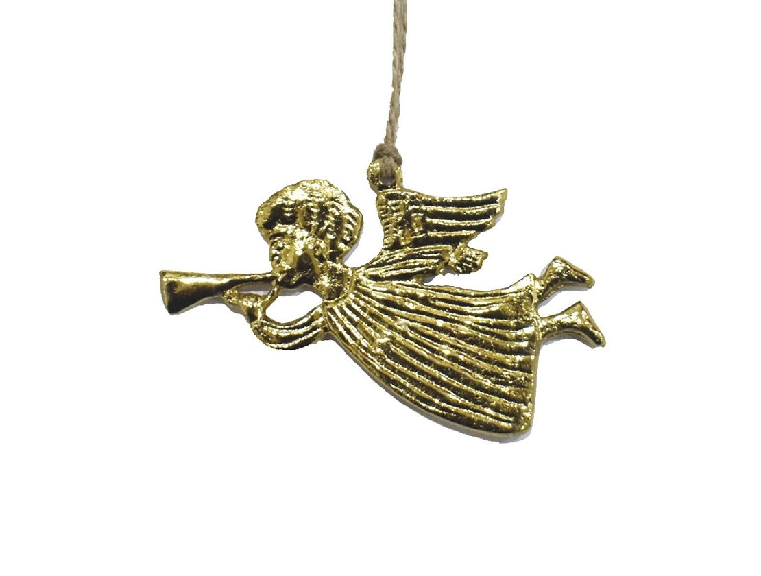 Brass Angel with Horn Hanging Ornament - Sale
