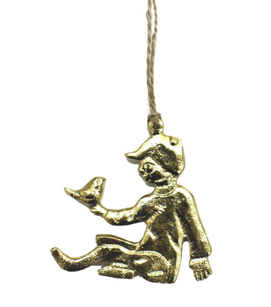 Brass Boy with Bird Hanging Ornament - Sale!