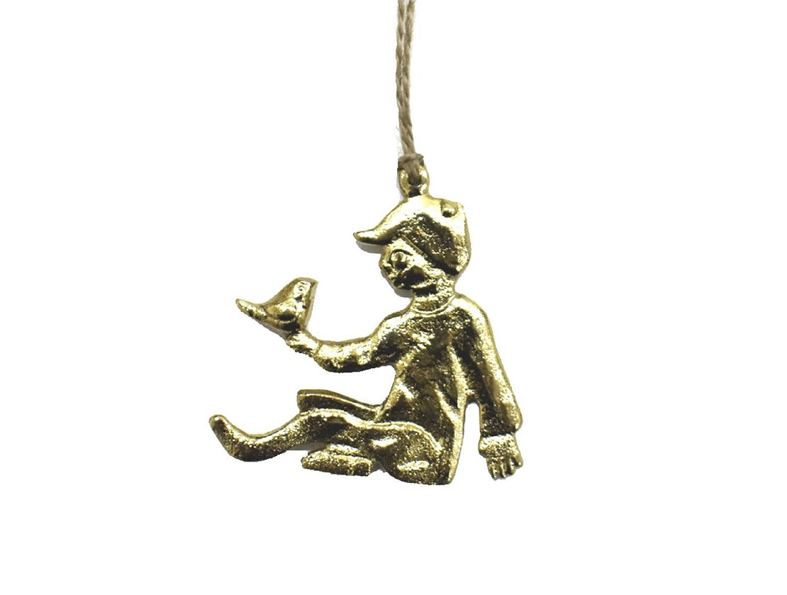 Brass Boy with Bird Hanging Ornament - Sale!