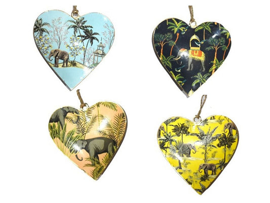 Set of 4 Hearts with Elephant Design