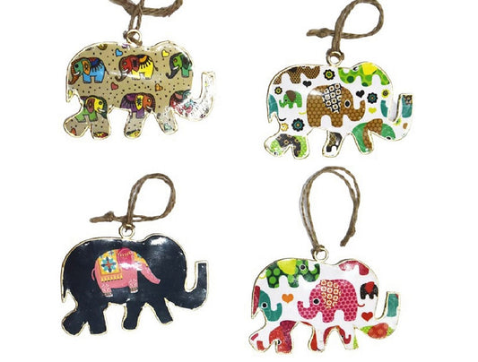 Set of 4 Elephants with Childlike Elephant Design