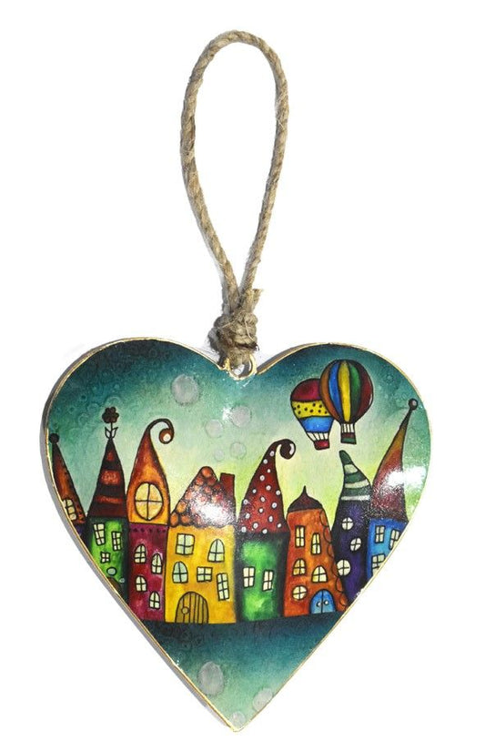 Heart Hanging with House & Air Balloon Design