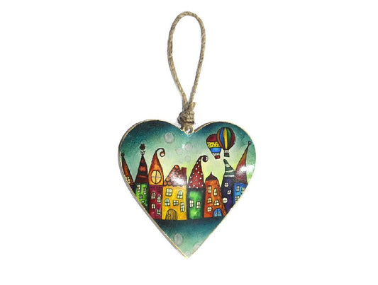 Heart Hanging with House & Air Balloon Design