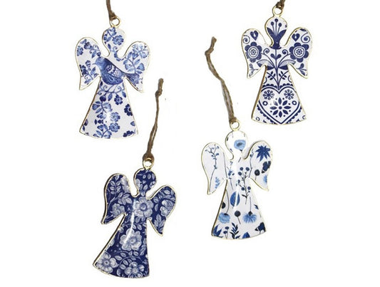 Set of 4 Angels with Floral & Bird Design