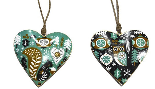 Set of 2 Heart with Pine Tree & Animal Design