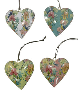 Set of 4 Hanging Floral Hearts