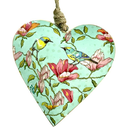 Heart with Small Birds & Flower Design