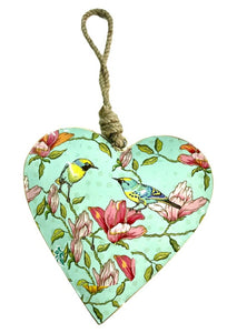 Blue Heart with Bird Design