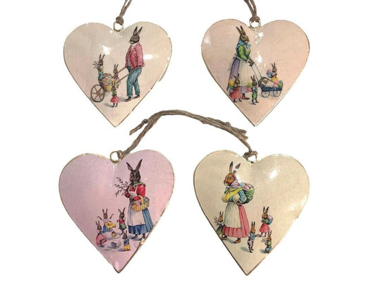 Set of 4 Hearts with Rabbit Design