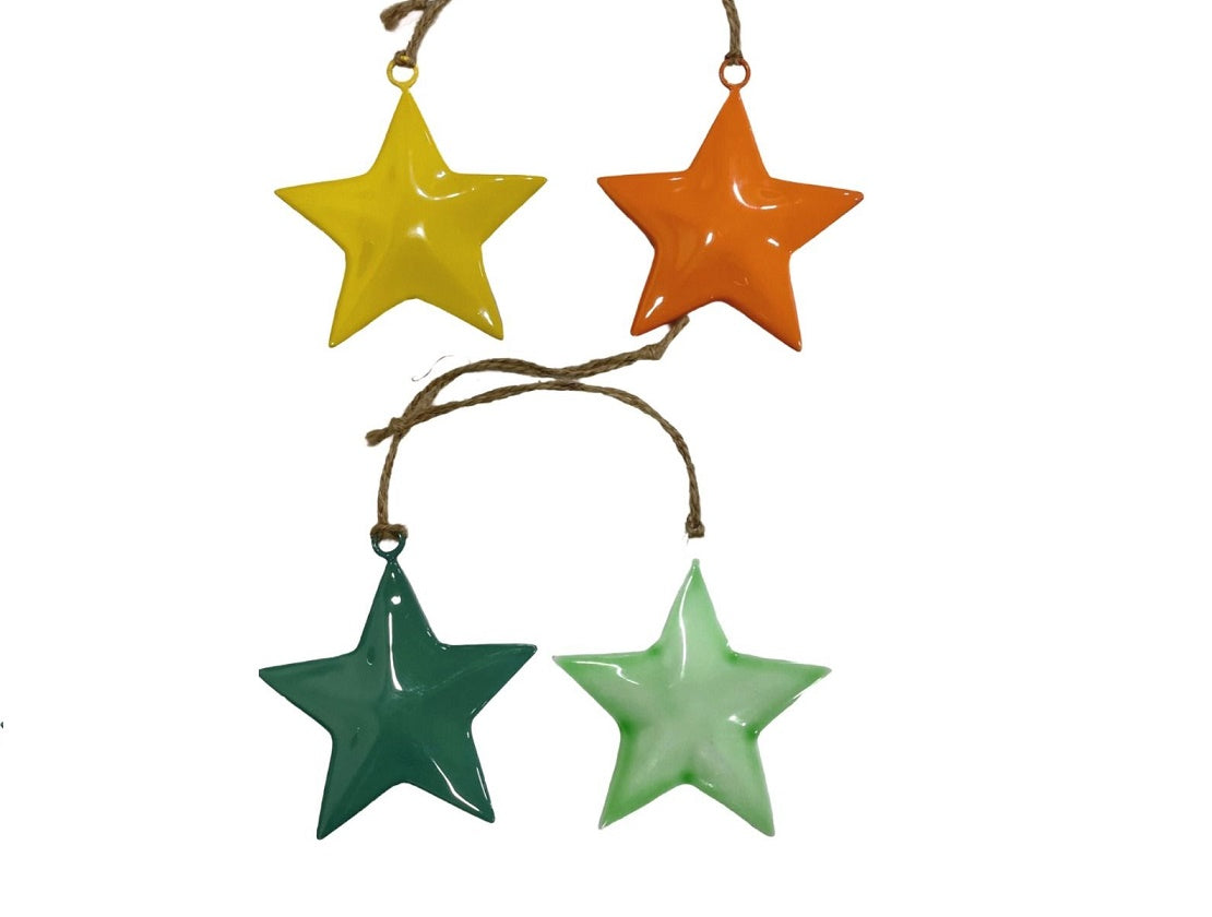 Set of 4 Coloured Star Hangings
