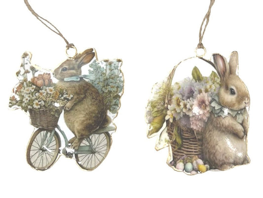 Set of 2 Rabbits with Bouquets